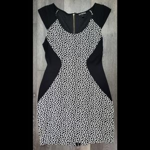 Express Black & White Bodycon Mini Dress | Size: 6